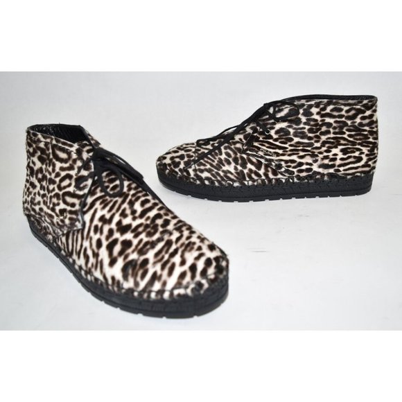 $950+ PRADA MILANO Leopard Print CALF HAIR Espadrille PLATFORM BOOT 39 (Z1) - Picture 3 of 12